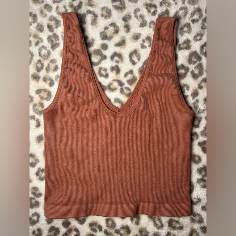 Rust Ribbed Tank Top